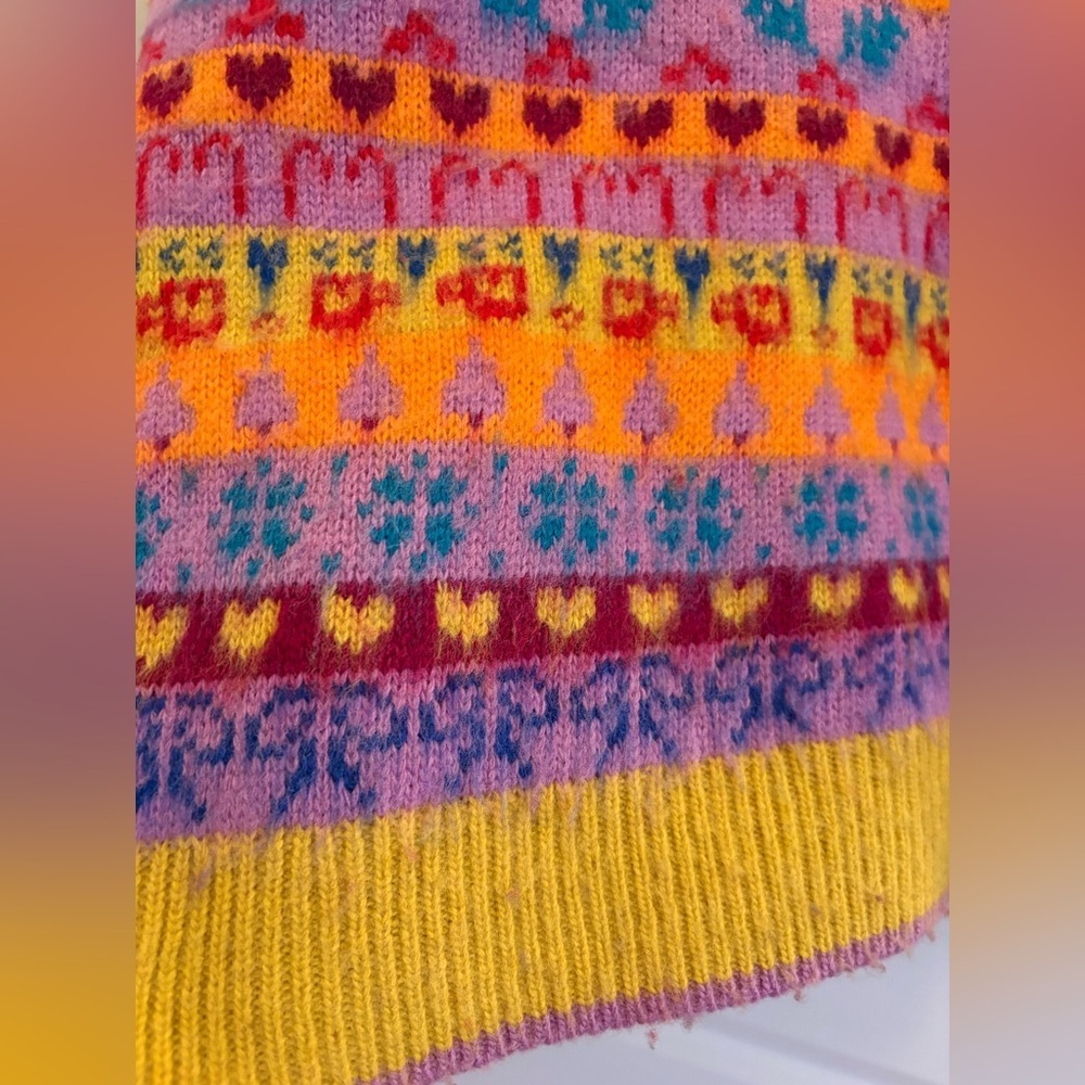 Free People Favorite Things Wool Sweater Bright Confetti Jacquard Knit Size L - Picture 14 of 16